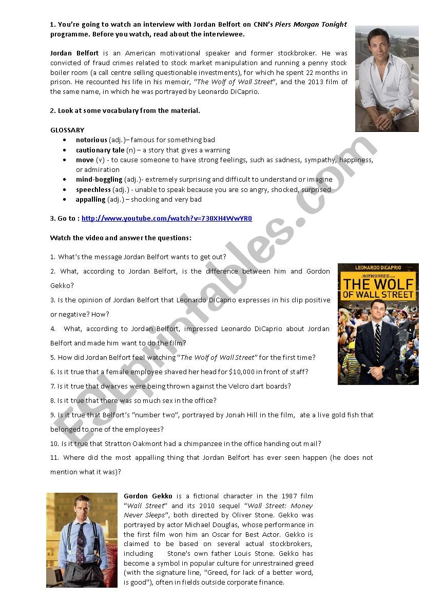 Video Worksheet The Real Wolf of Wall Street