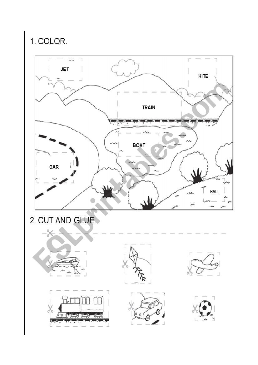 Glue the Toys  worksheet