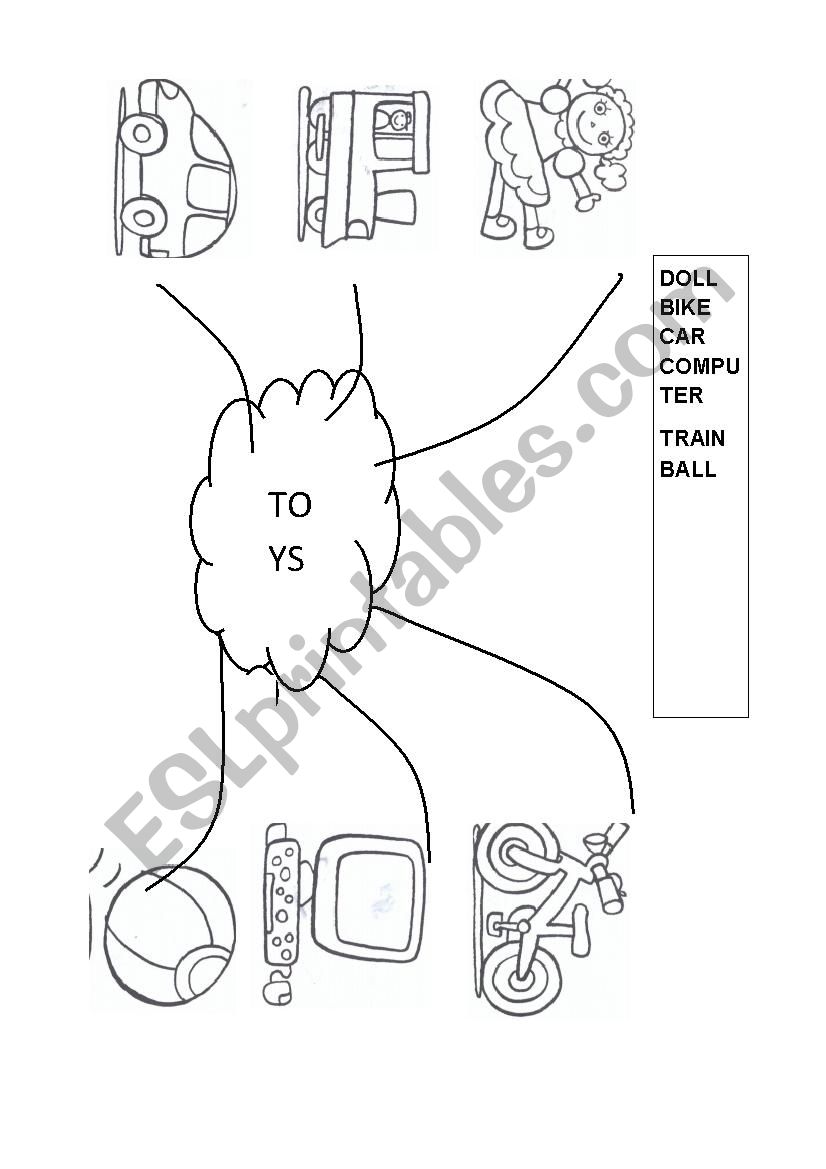 Mind map - Toys worksheet