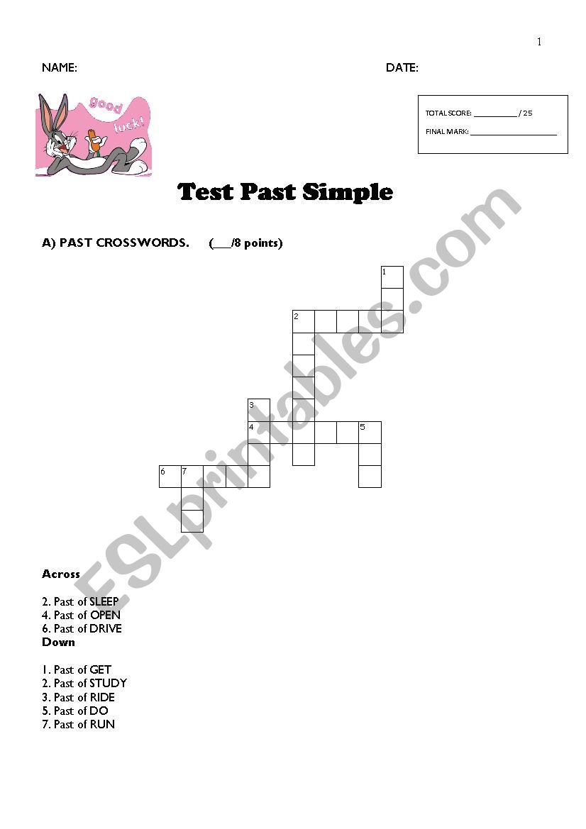 TEST: PAST SIMPLE worksheet