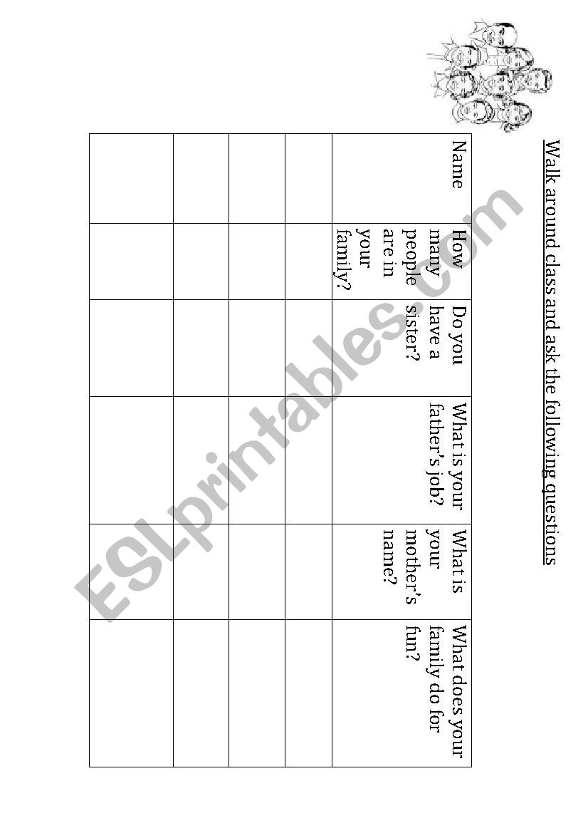 Family Questionaire worksheet