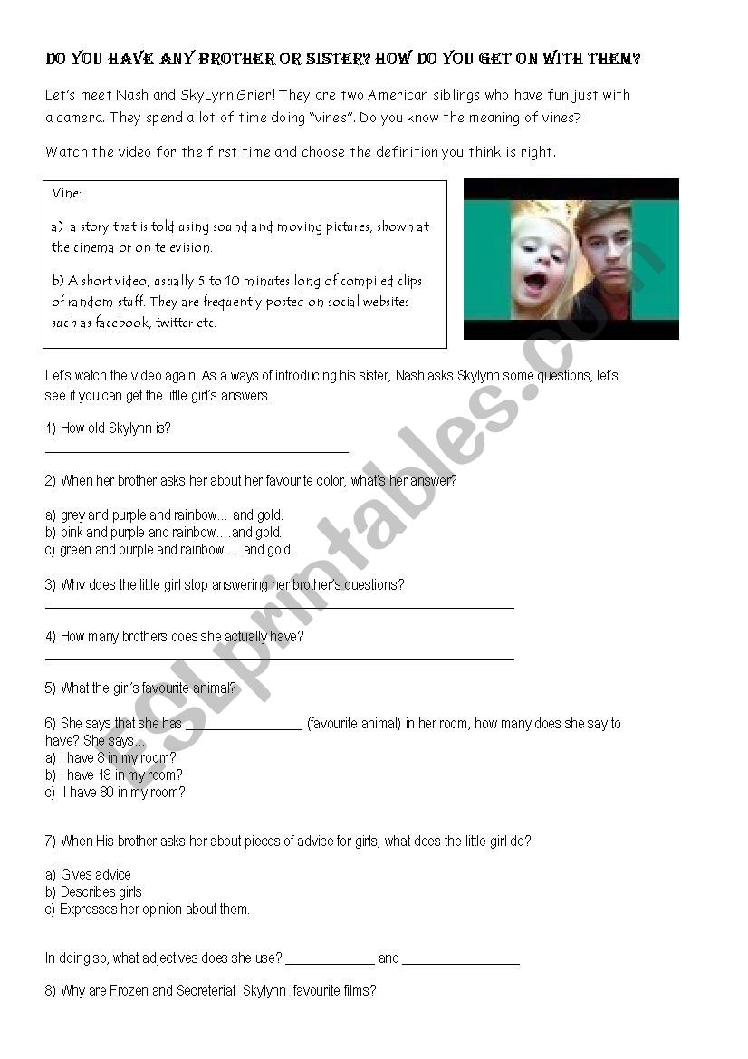 Work on video worksheet