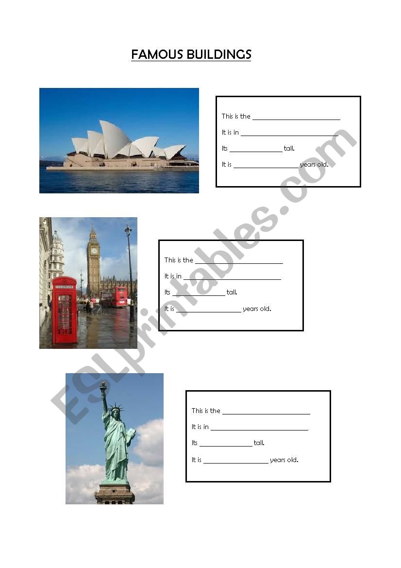 Famous Landmarks Comparatives worksheet