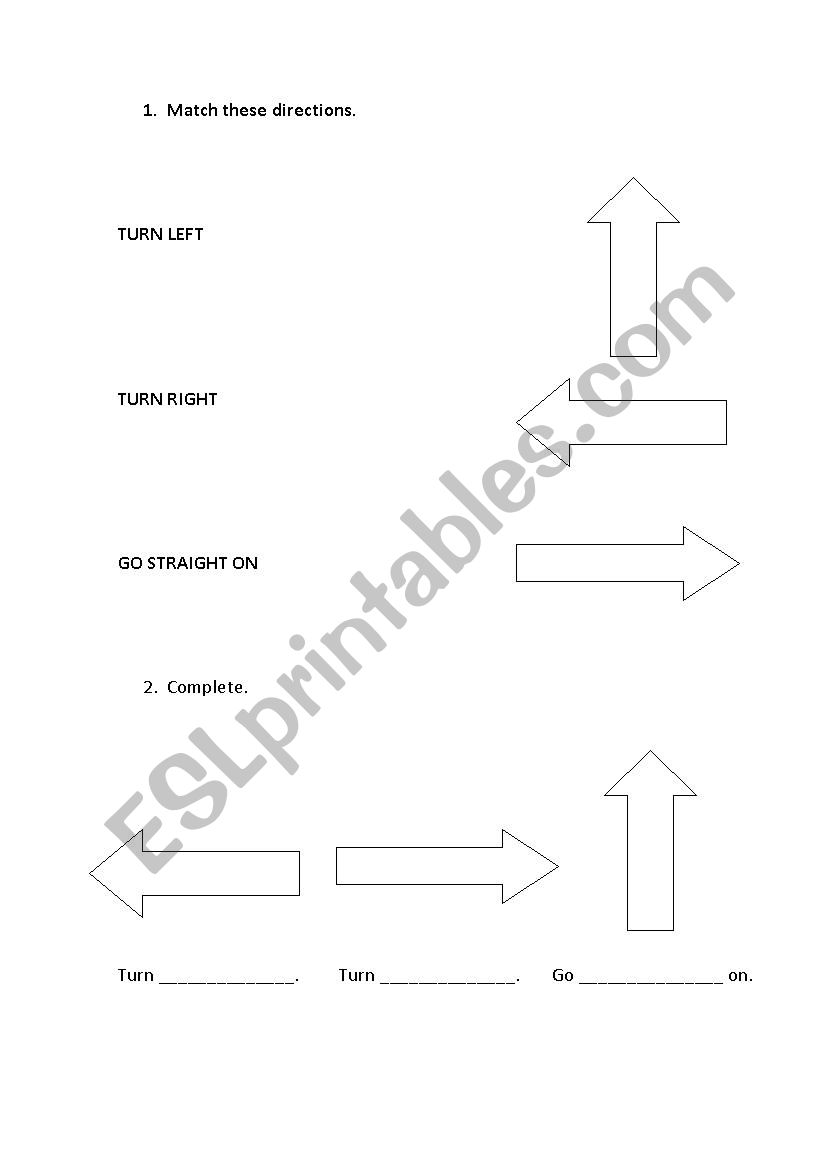 Directions worksheet