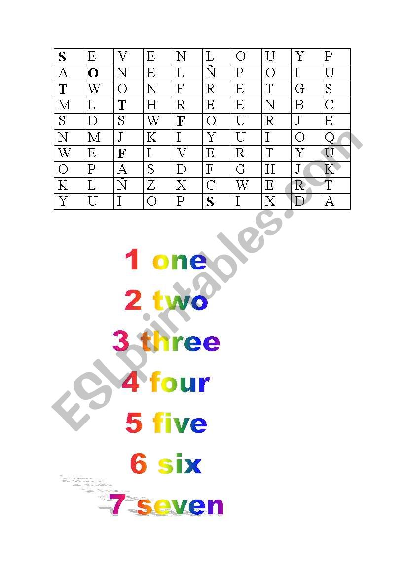 Number cross word worksheet