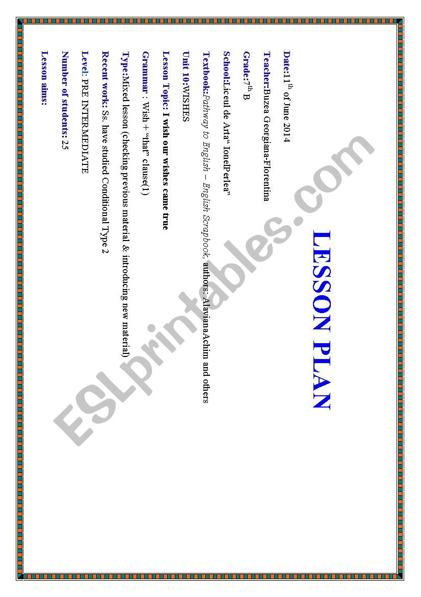 lesson plan worksheet