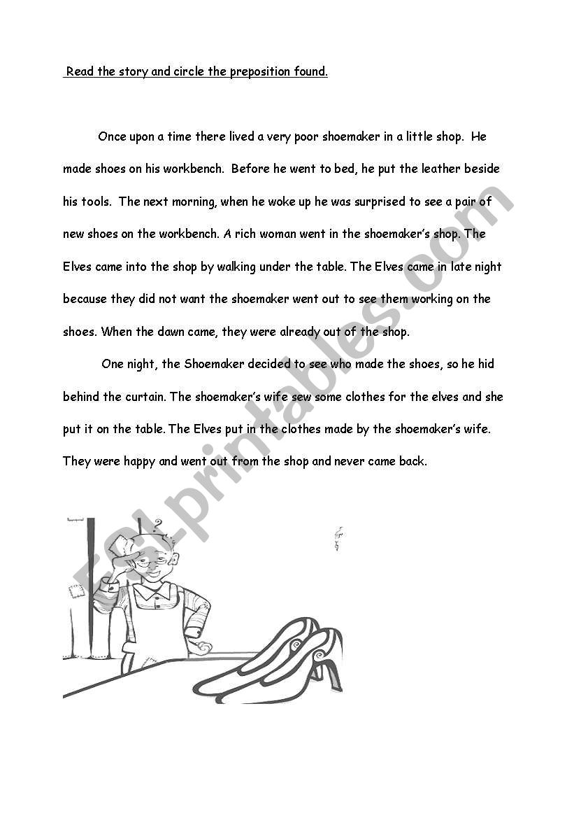 Preposition worksheet