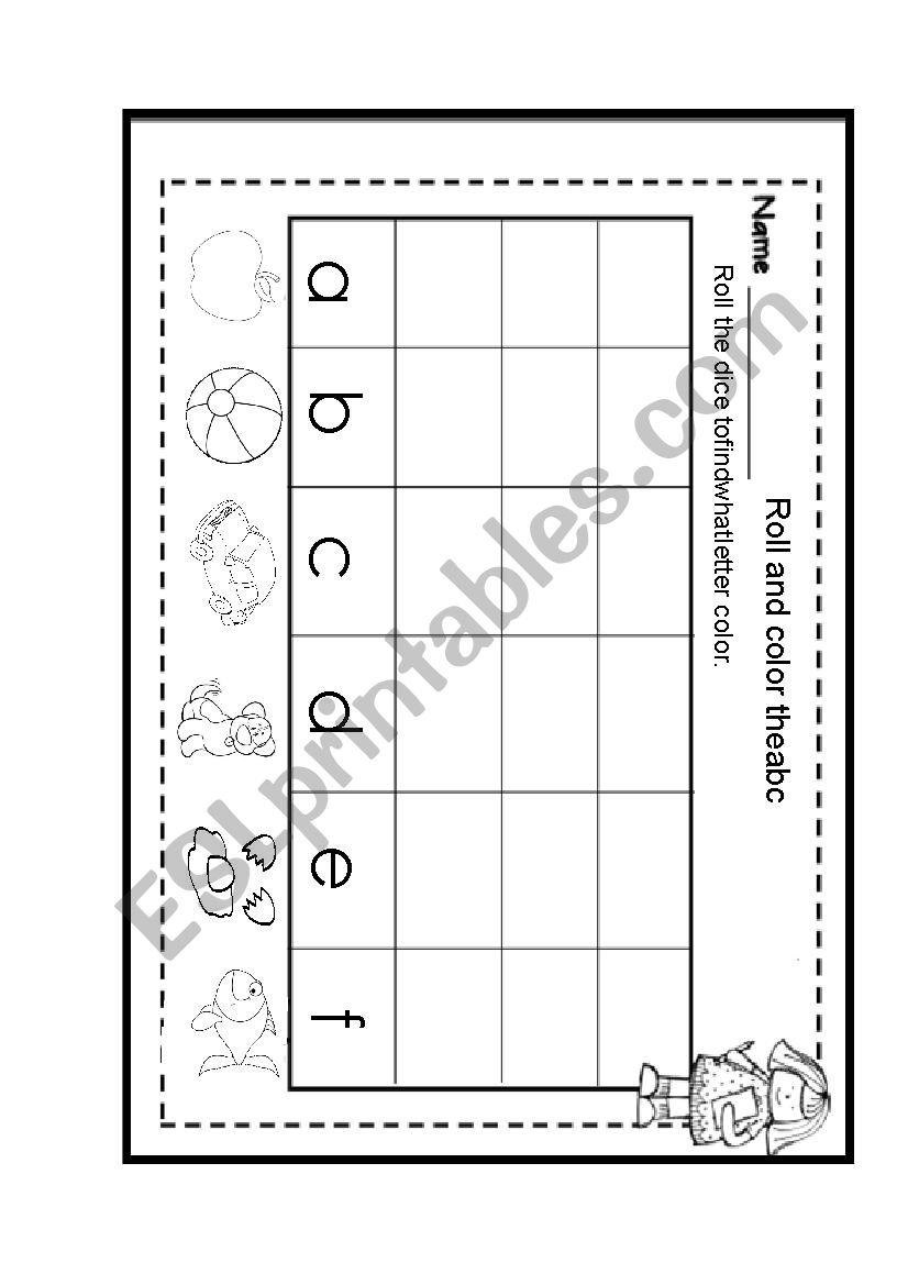 Roll and Color worksheet