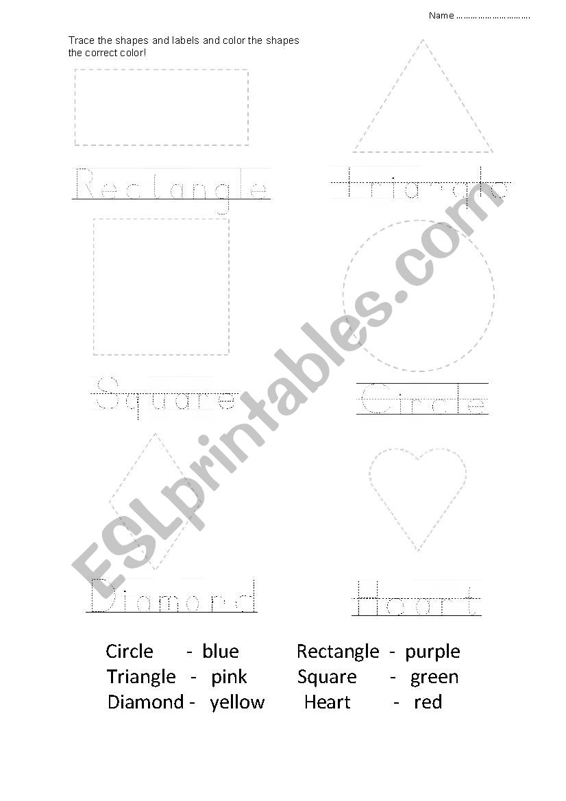 Shapes tracing worksheet