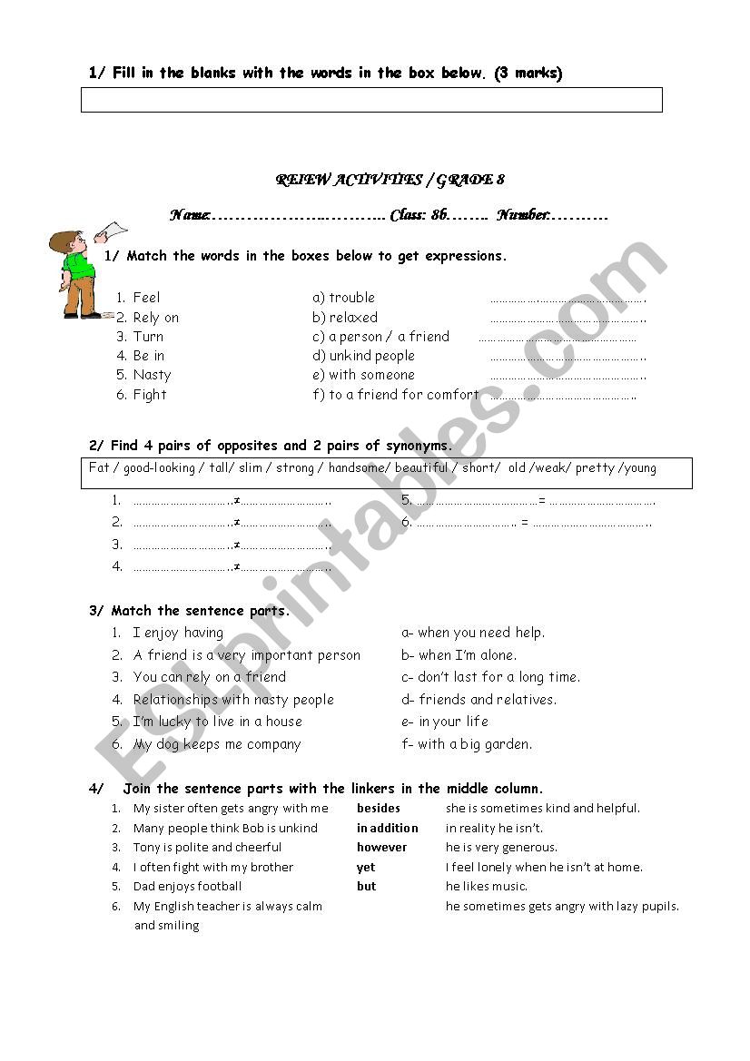 End of term test n3 LEVEL 8 worksheet