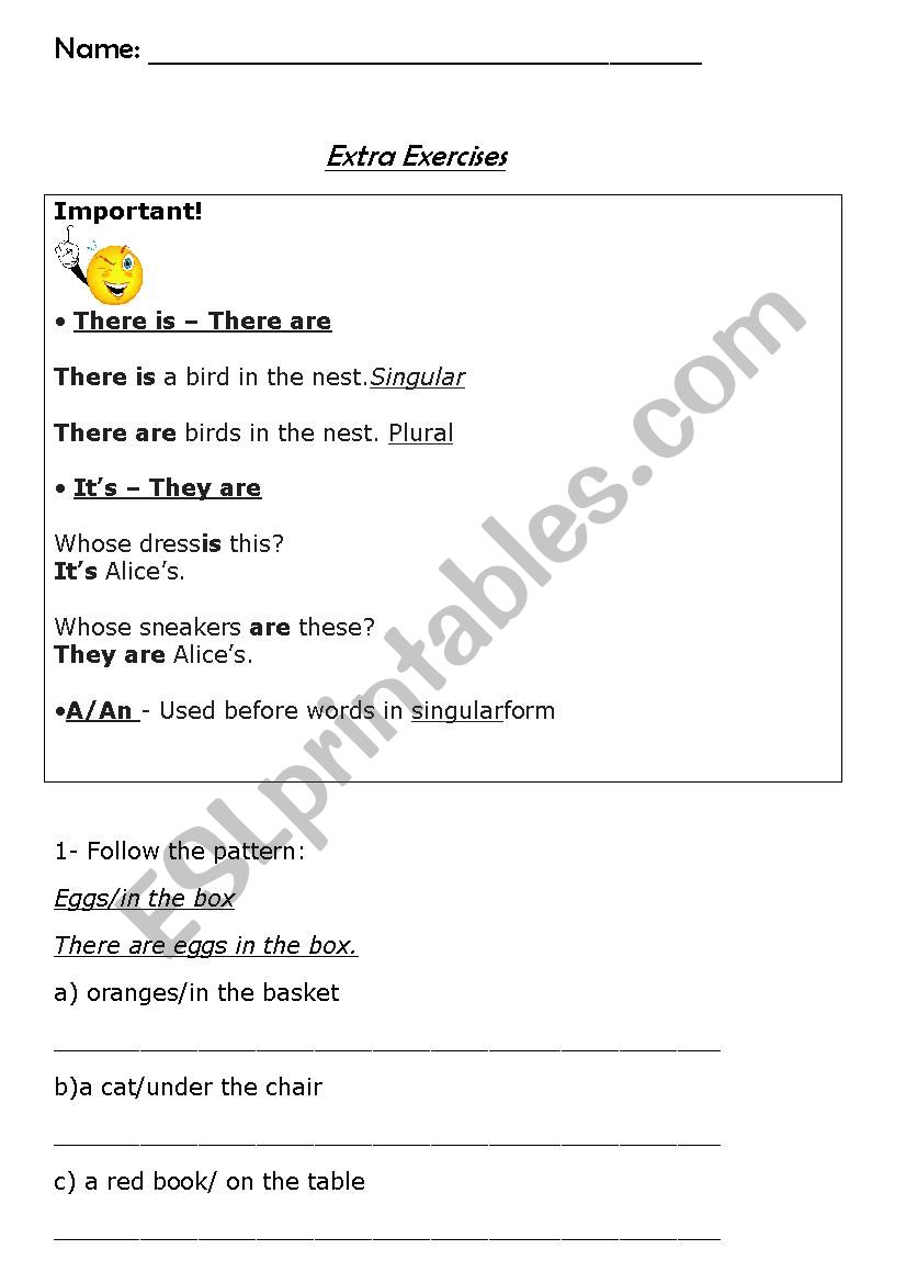 Singular and Plural forms - Verb To be and There Is/There Are