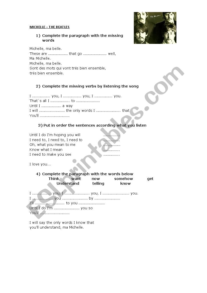 Michelle - The Beatles worksheet