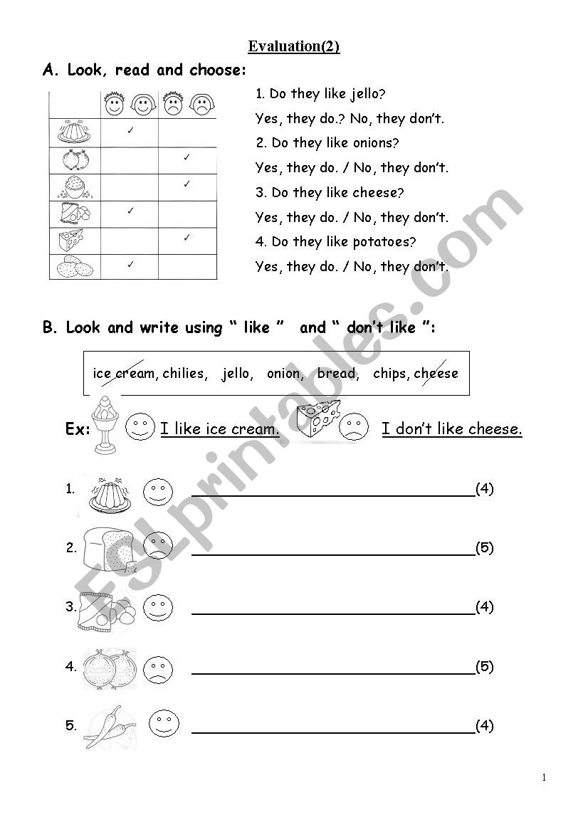 Evaluation 2 worksheet