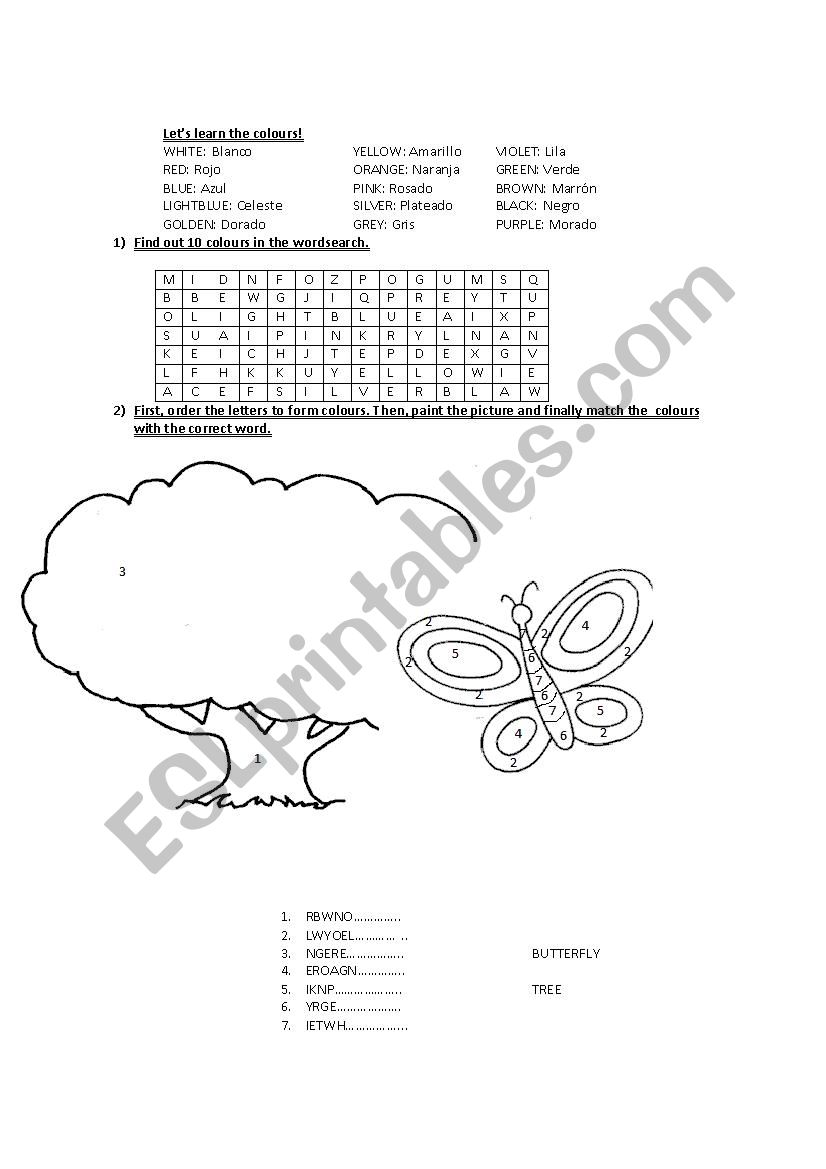 Colours worksheet