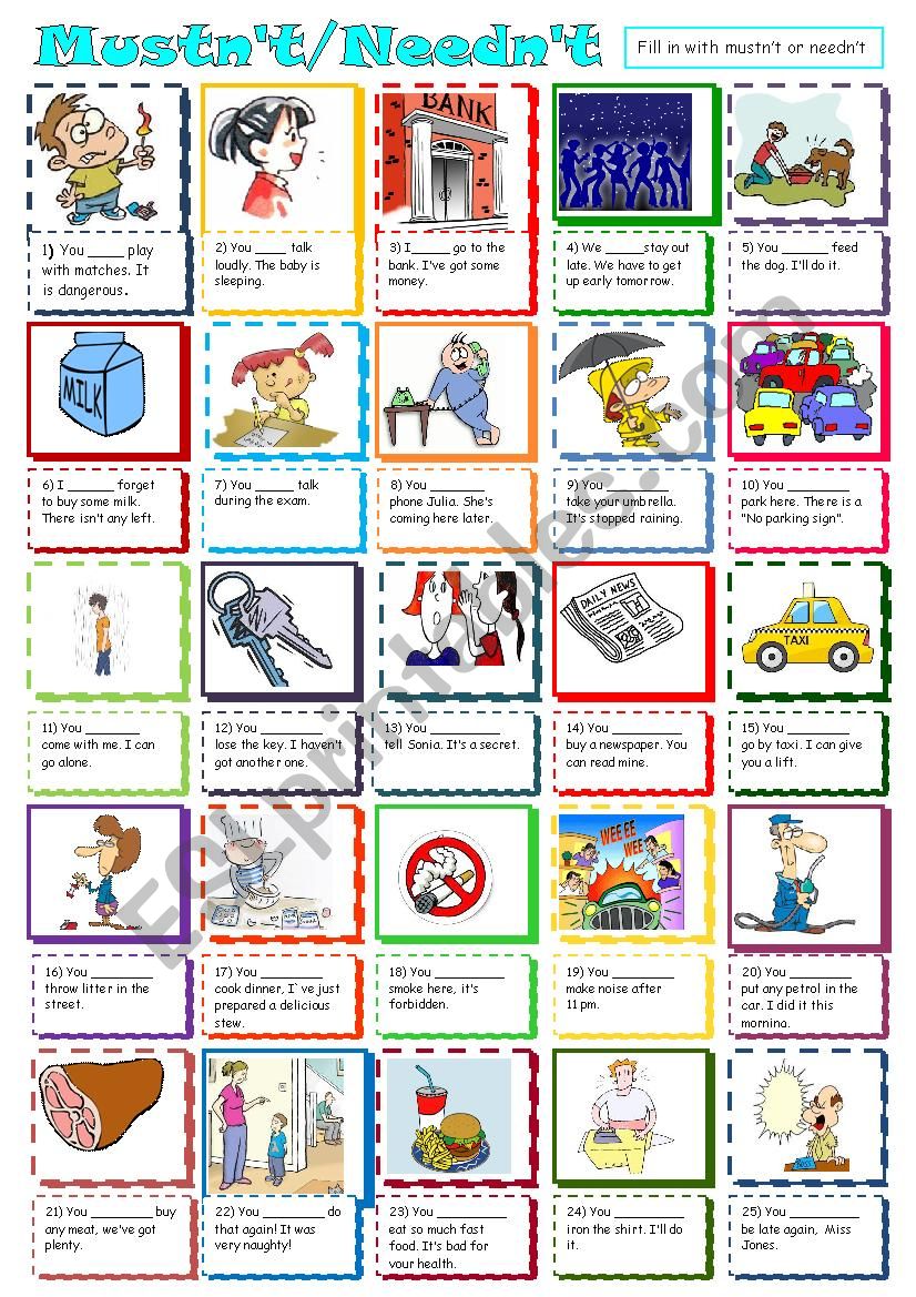 Mustn´t/Needn´t worksheet