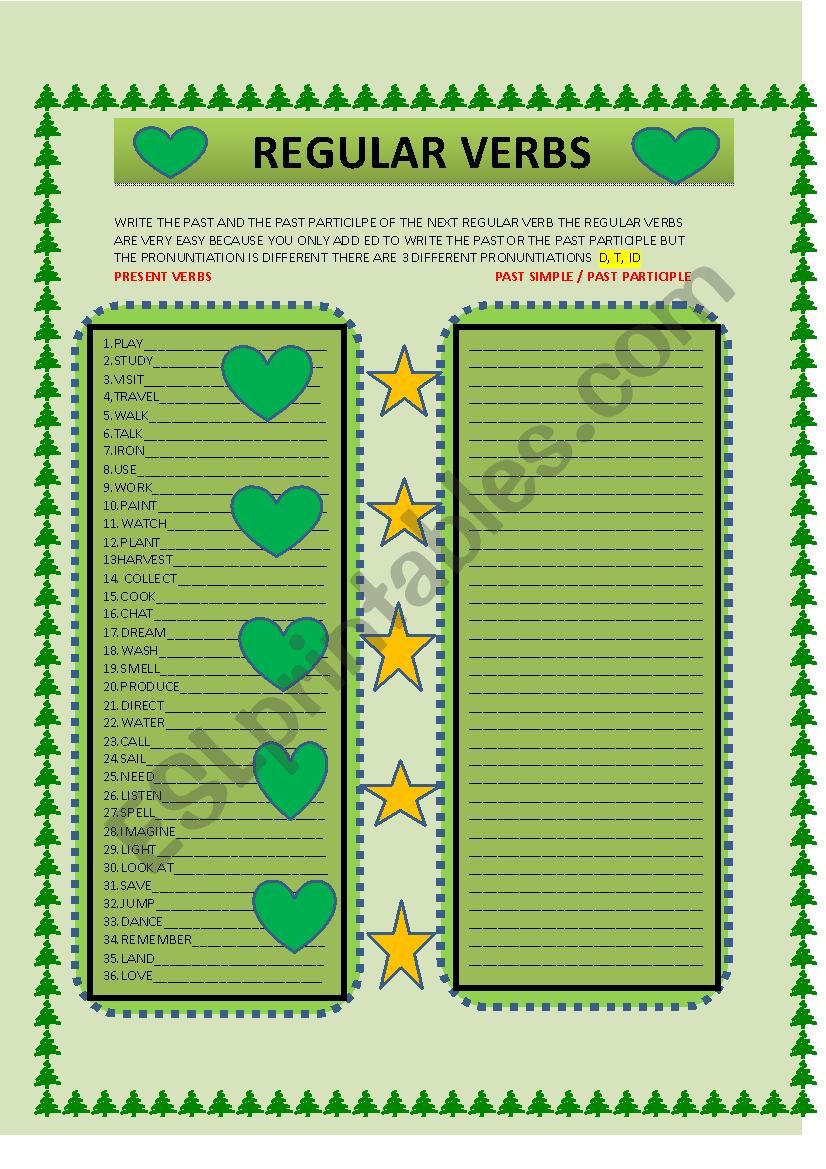 regular verbs worksheet