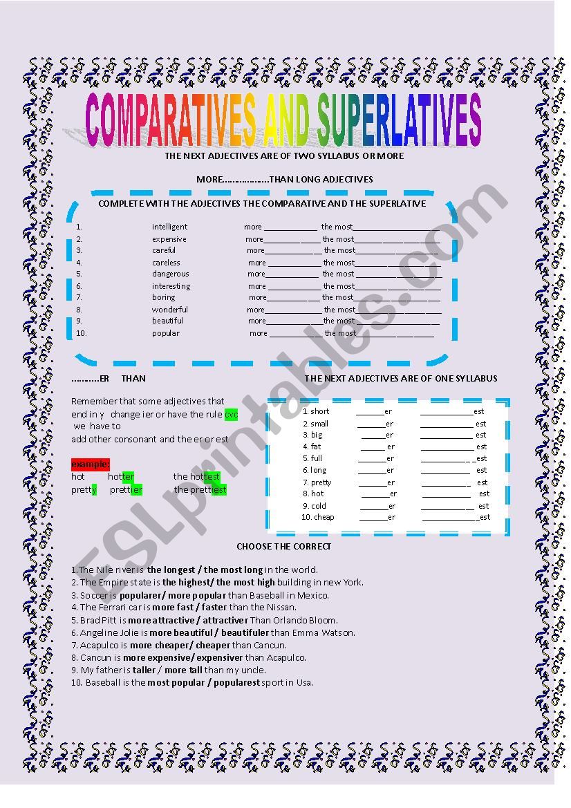 comparatives and supersalitive