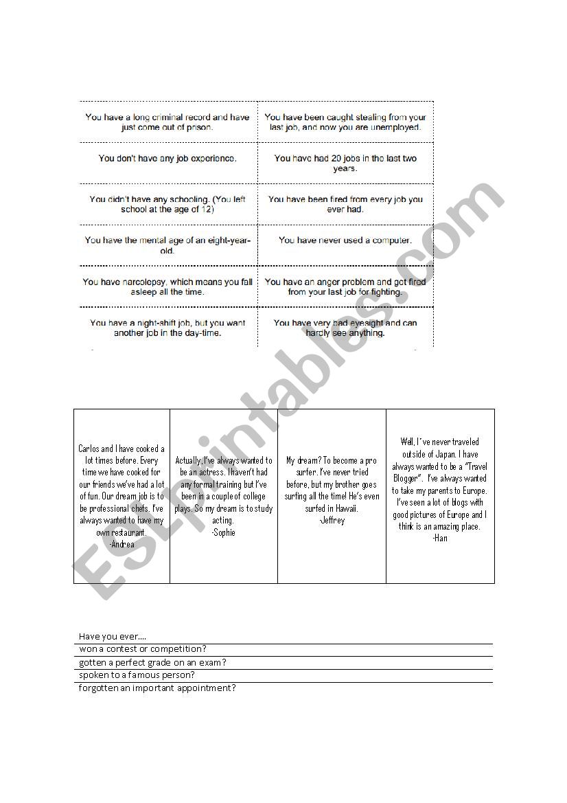 Present perfect worksheet