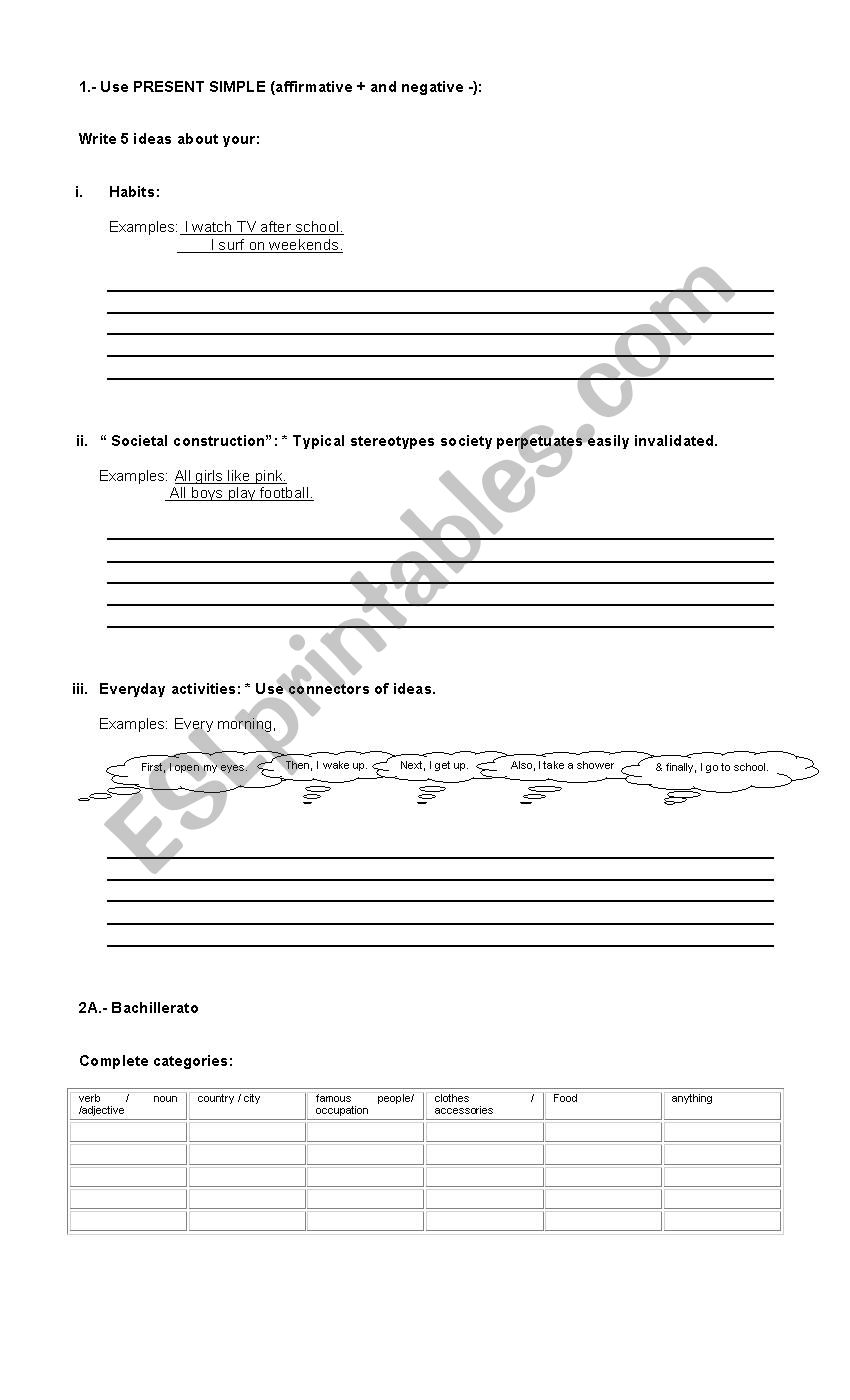 present simple worksheet