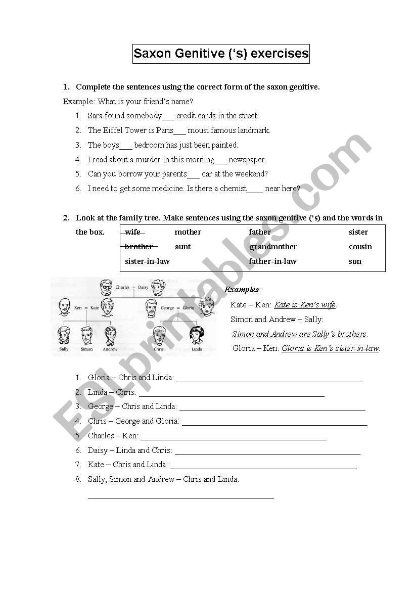 Saxon Genitive worksheet