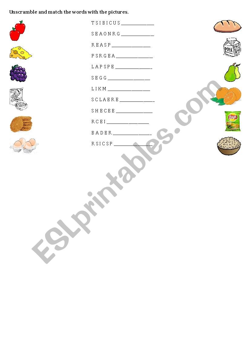 Food Vocabulary worksheet