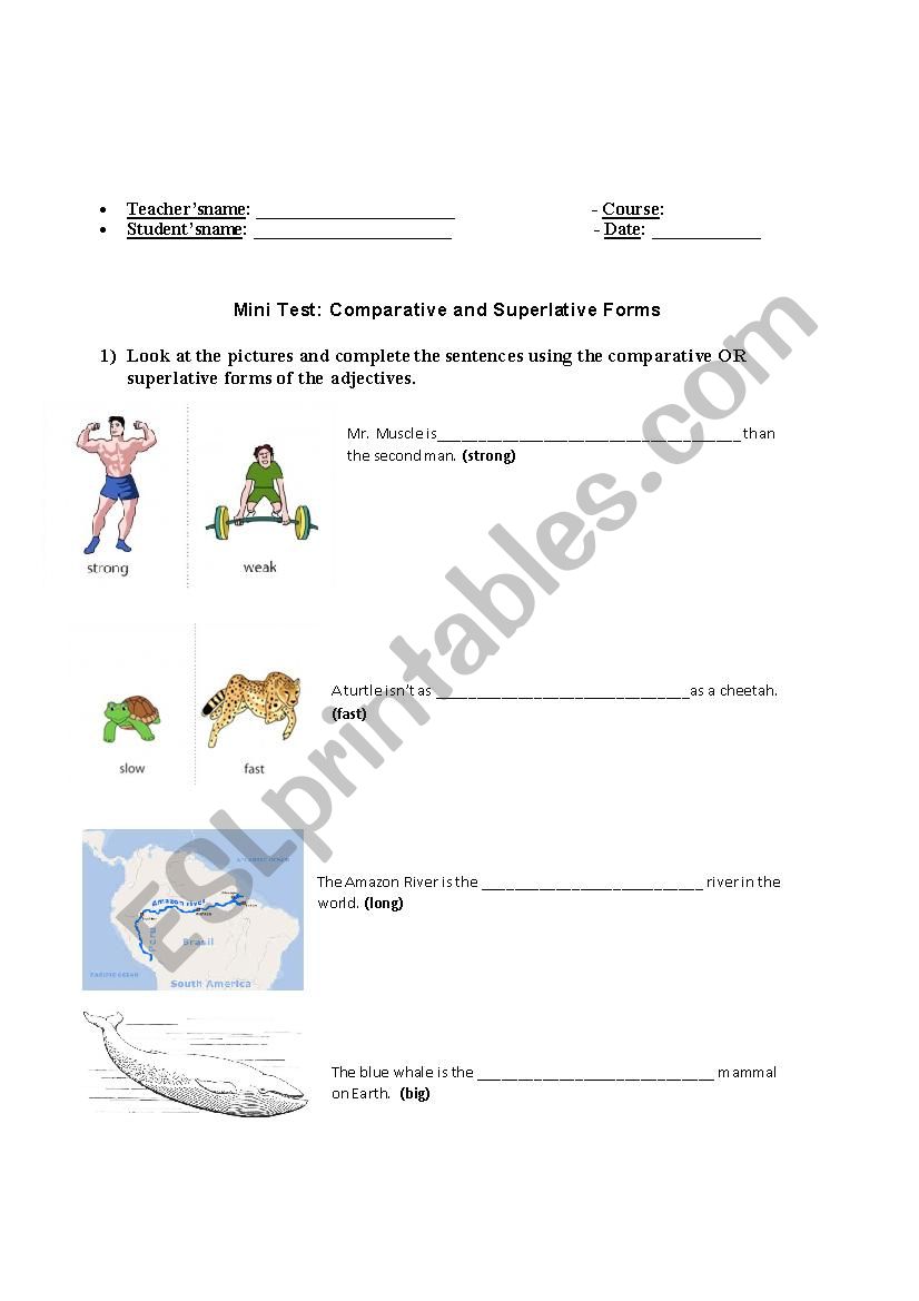 Mini Test: Comparative and superlative forms