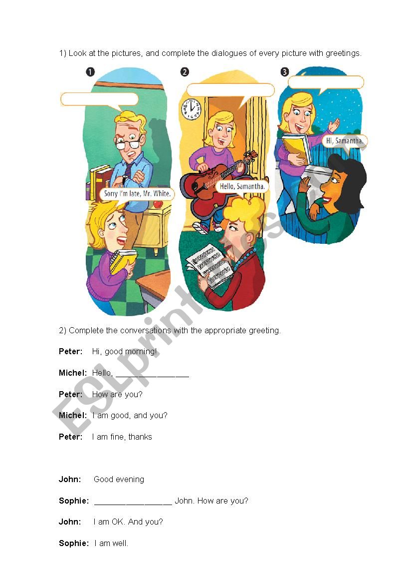 Greetings and Farewells worksheet