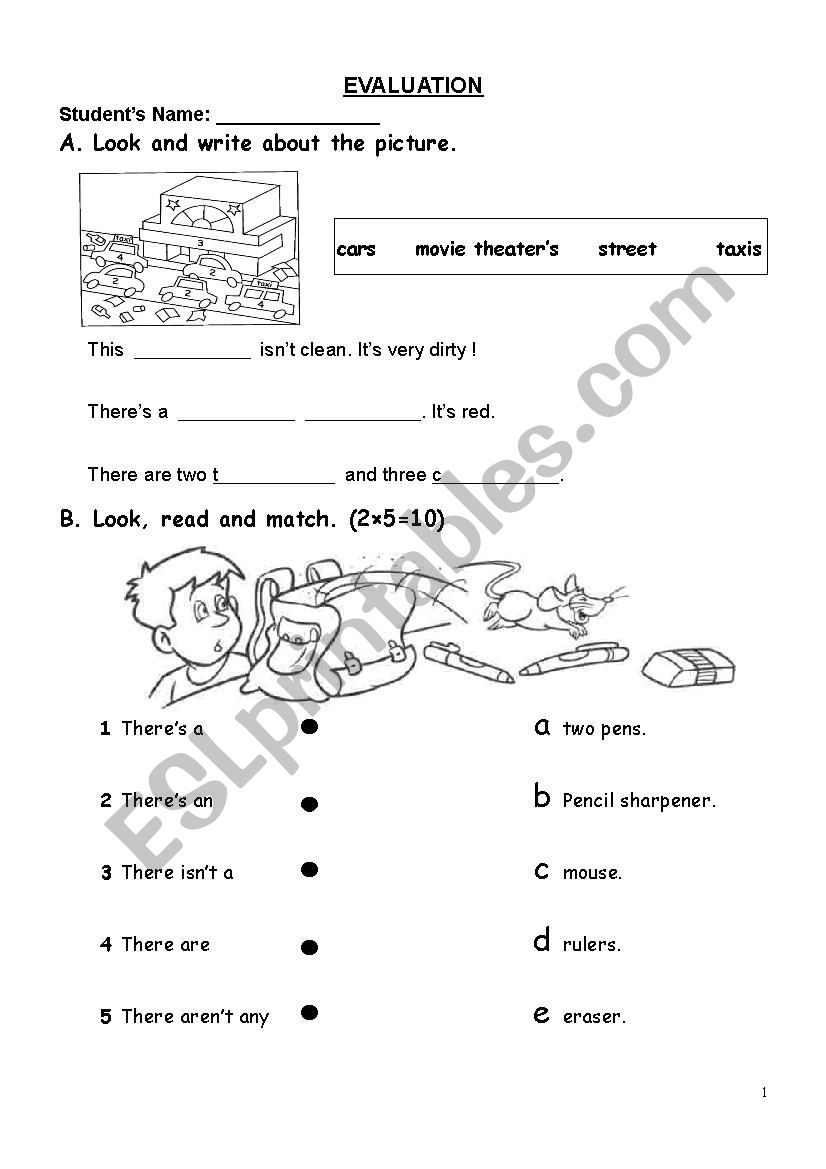 English test 6 worksheet