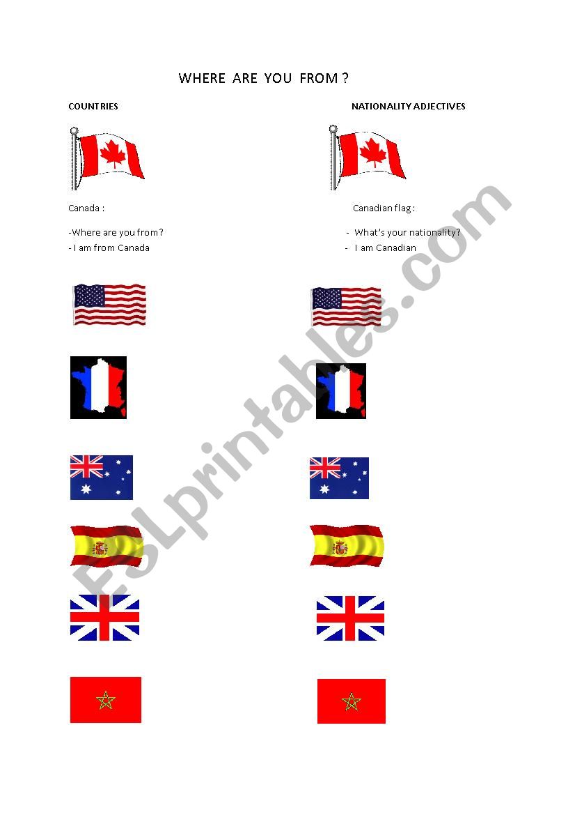 where are you from? worksheet