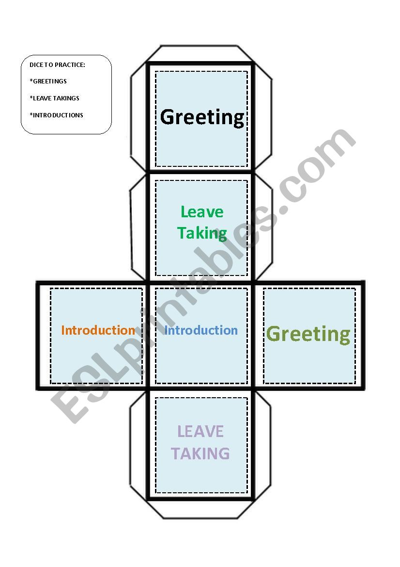 DICE: GREETINGS, LEAVE TAKINGS, AND INTRODUCTIONS