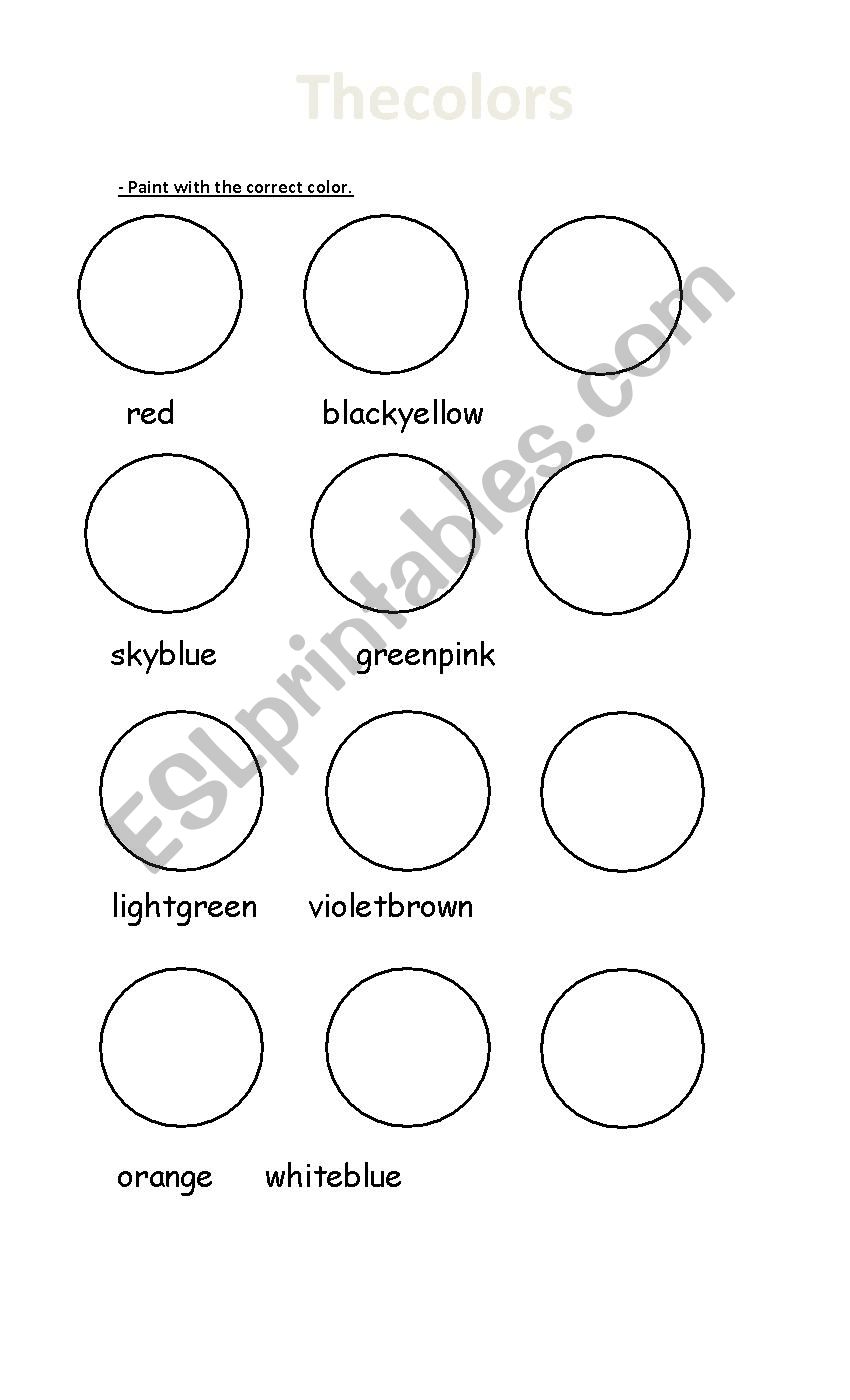 The colors worksheet