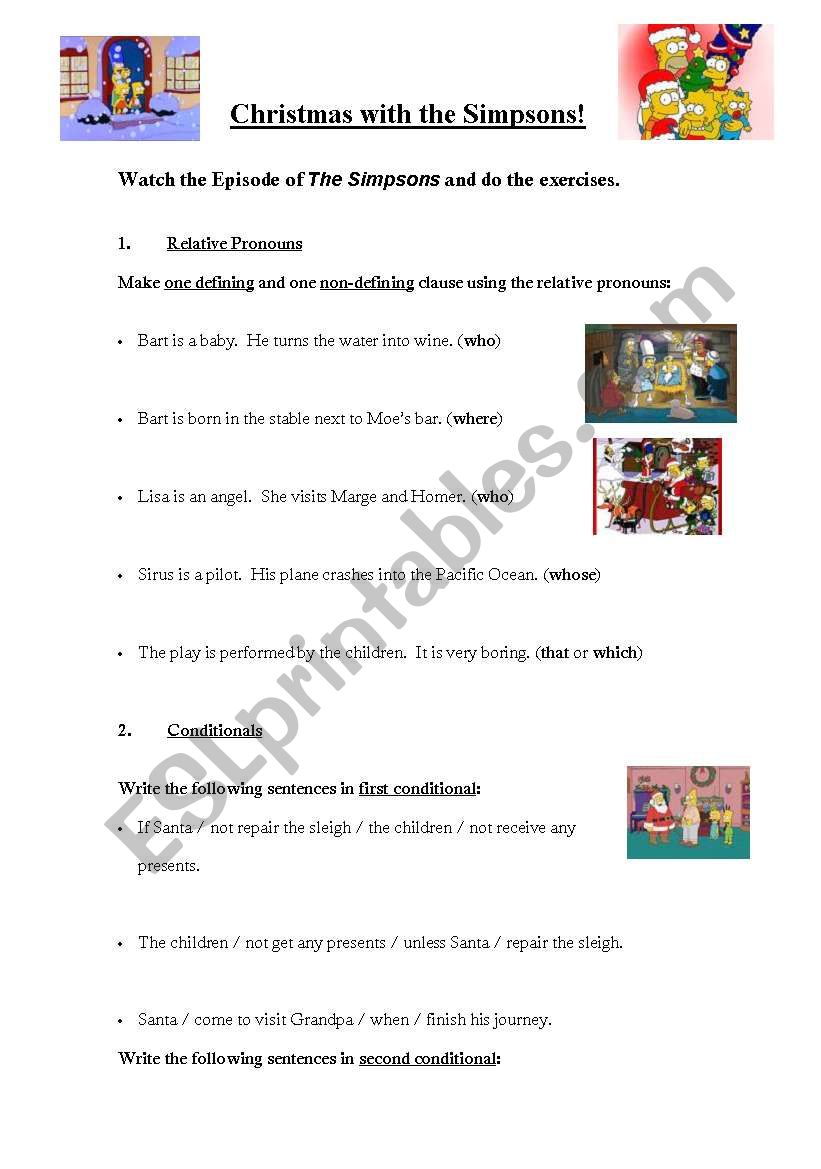 Simpsons Christmas Stories worksheet