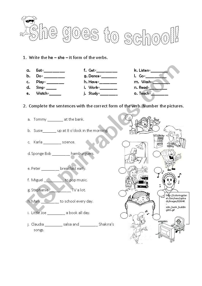 Simple Present He -She -IT worksheet