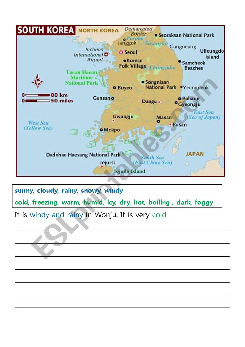 Korean weather homework worksheet