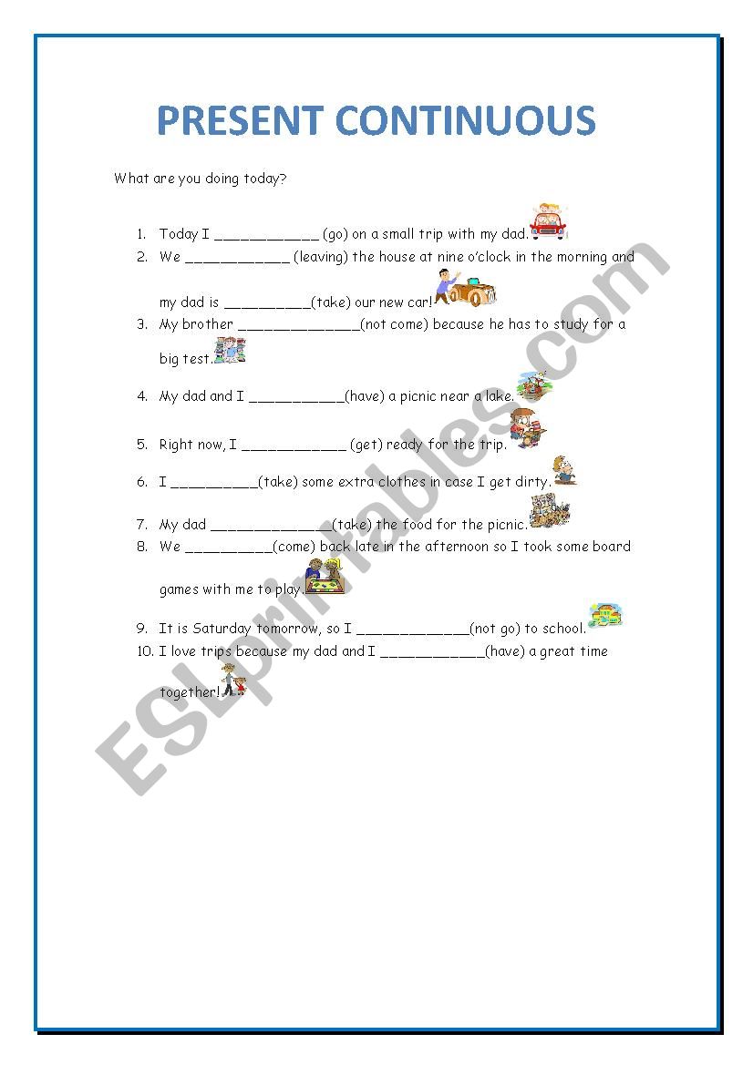 present continuous worksheet