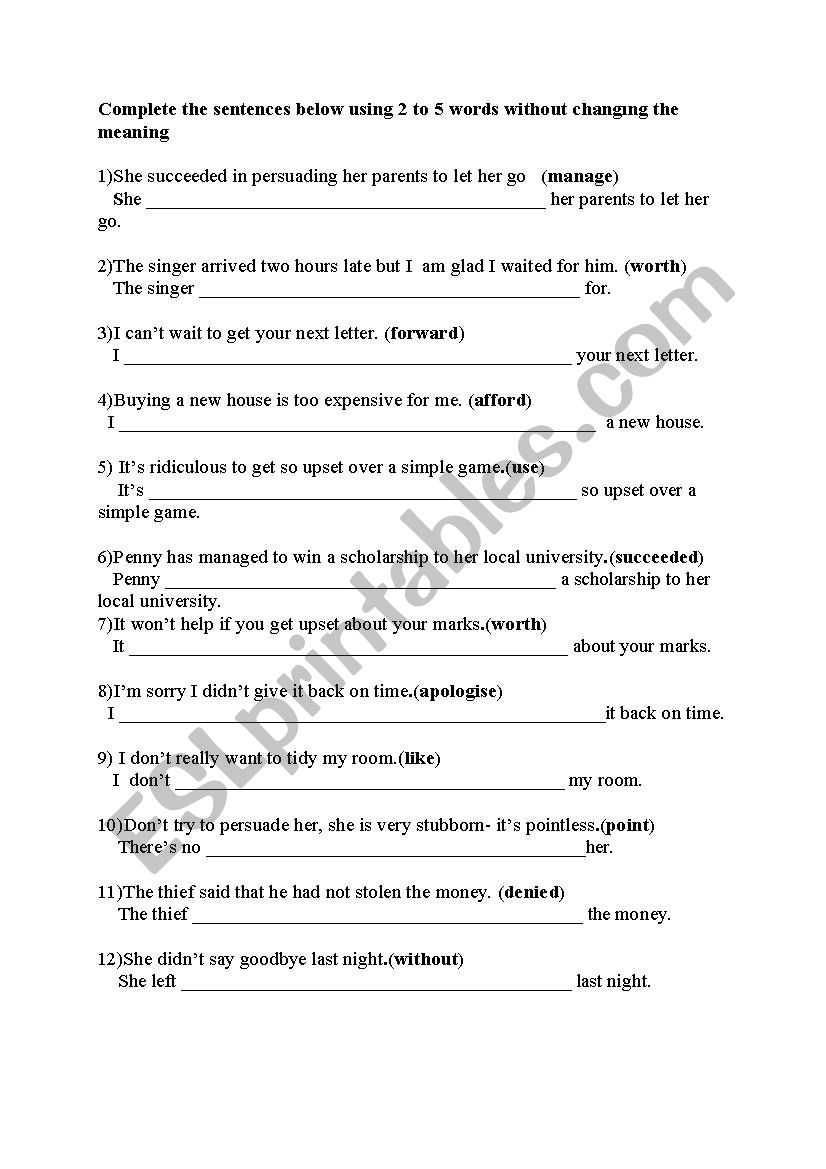 gerund & infinitives worksheet