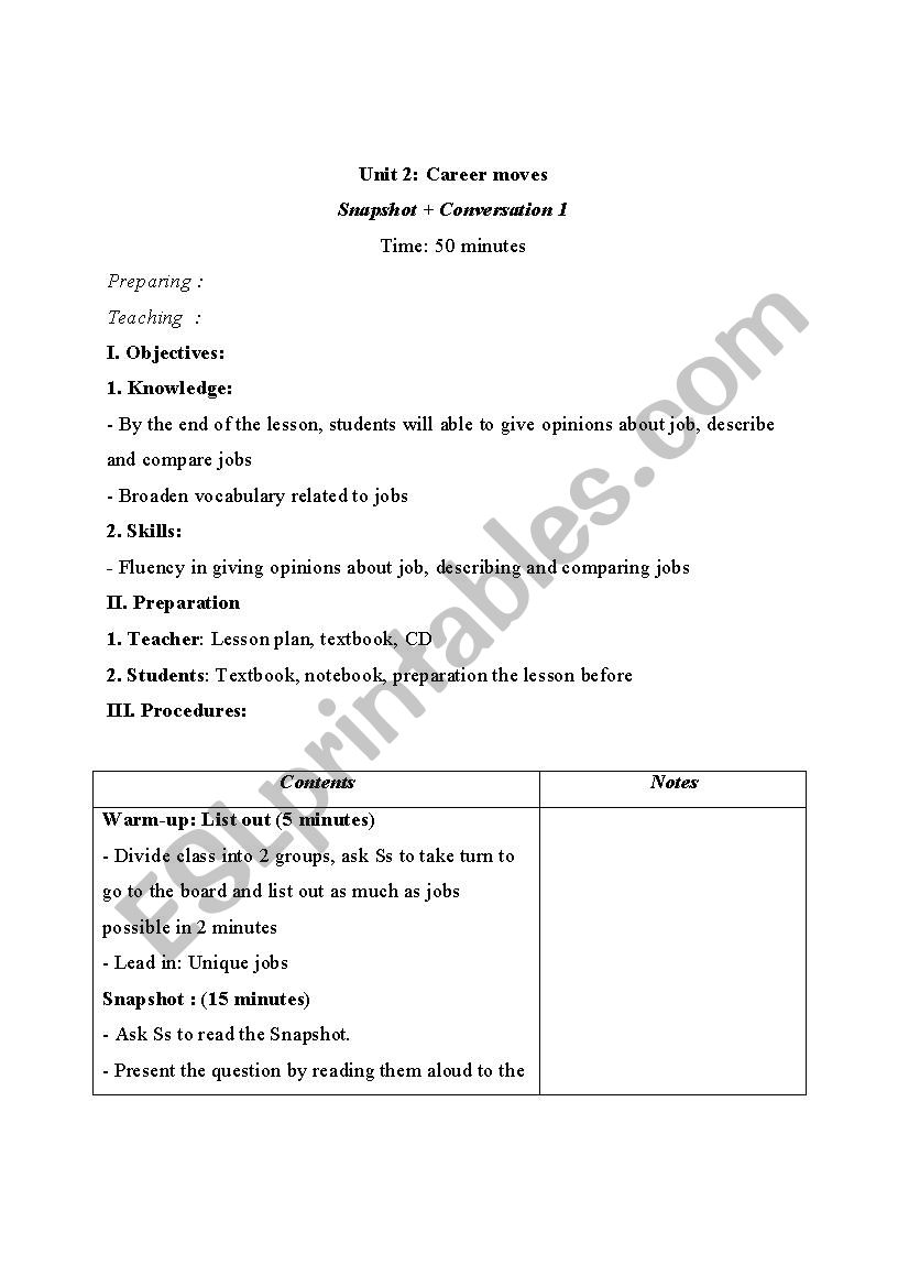 Lesson plan worksheet