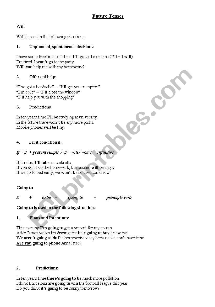 Future Tenses worksheet