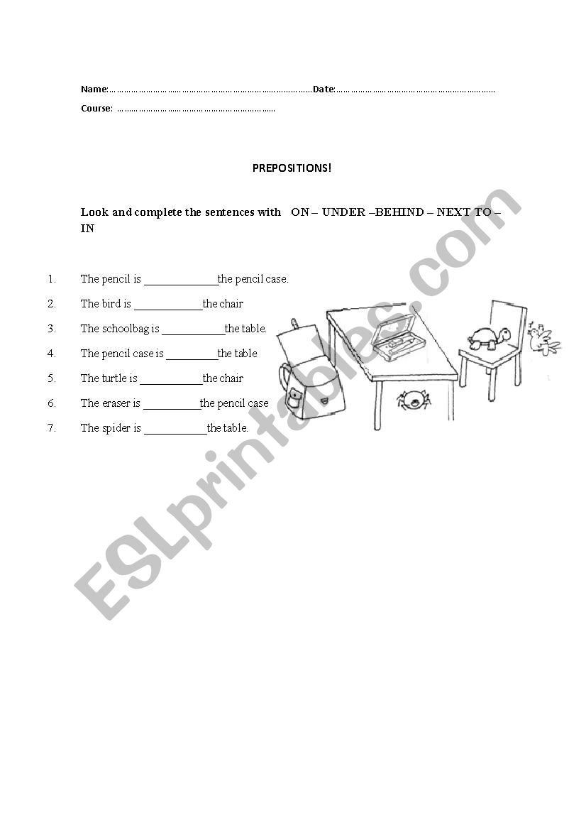 PREPOSITIONS worksheet