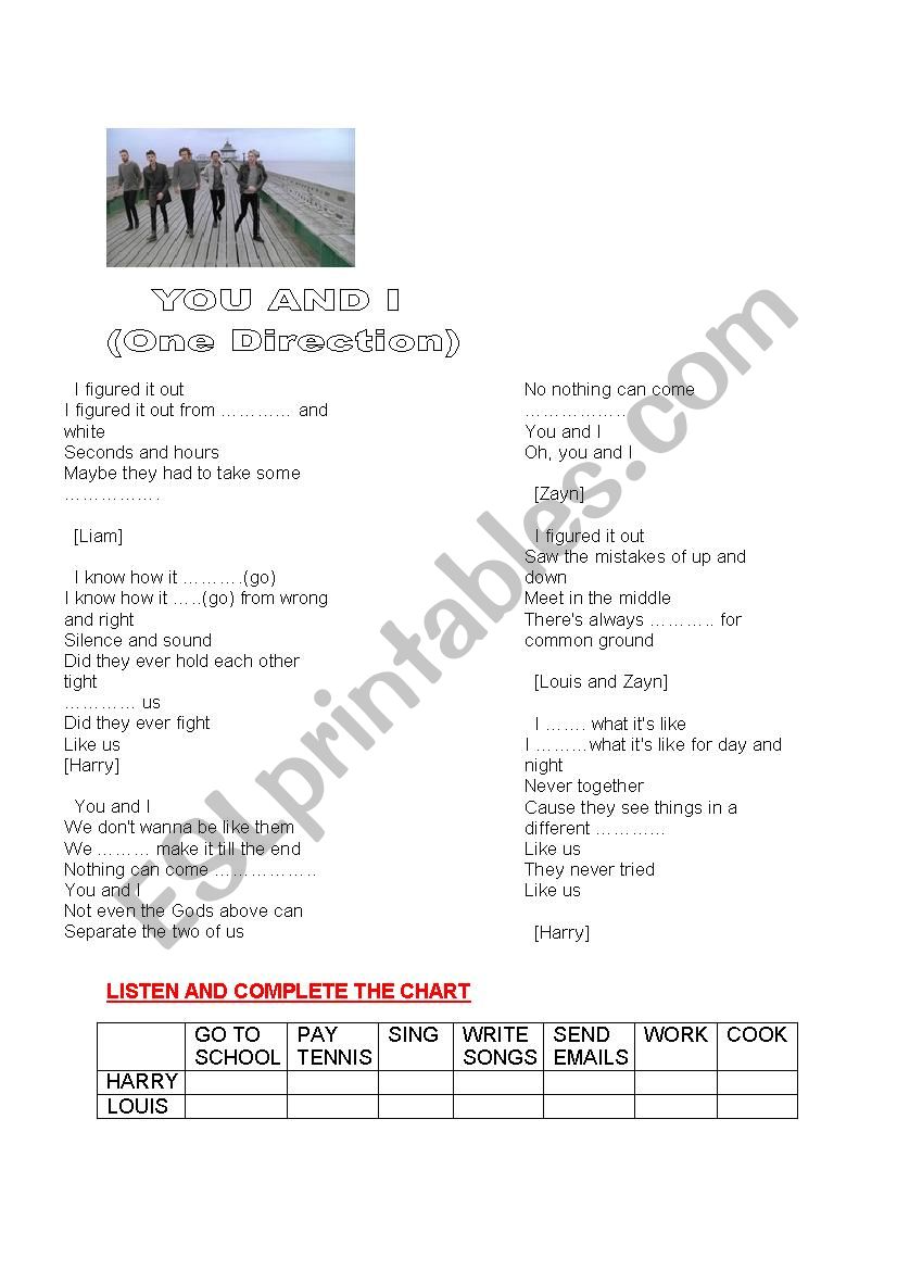 you and i worksheet