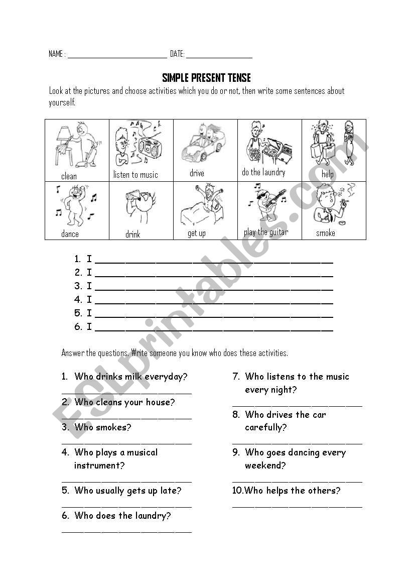 simple present tense worksheet