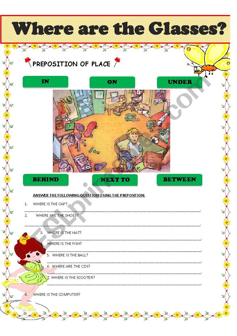 PREPOSITION OF PLACE worksheet