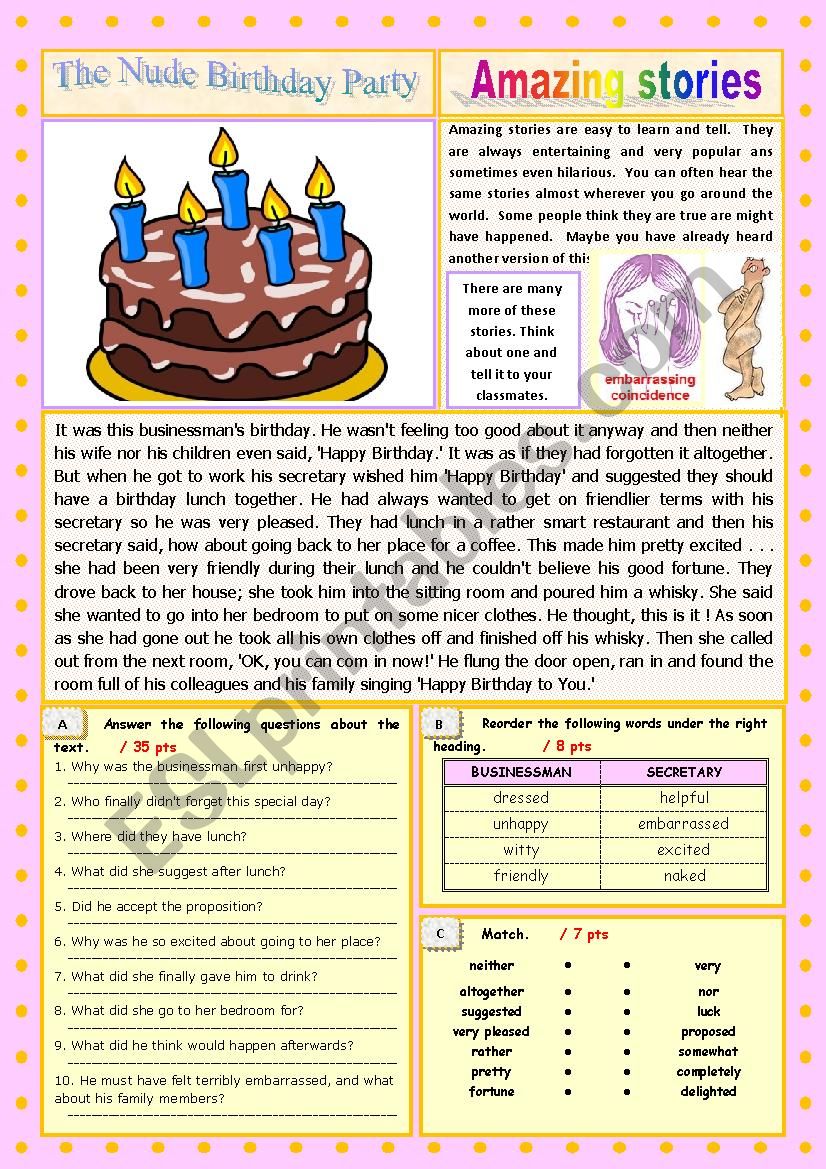AMAZING STORIES The Nude Birthday Party (Easy Reader + Voca and Ex) 2/â€¦