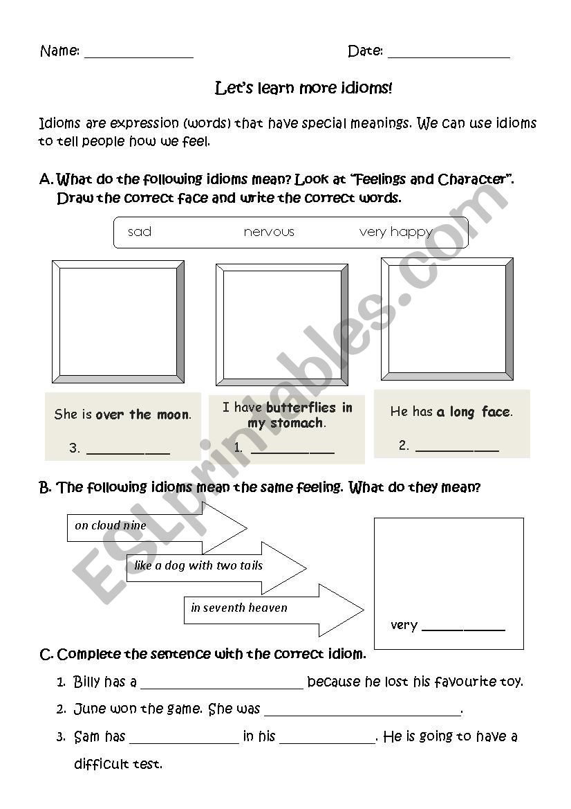 idioms_feelings worksheet