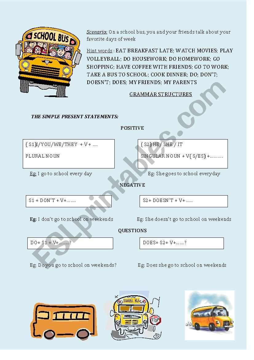 weekend activities worksheet