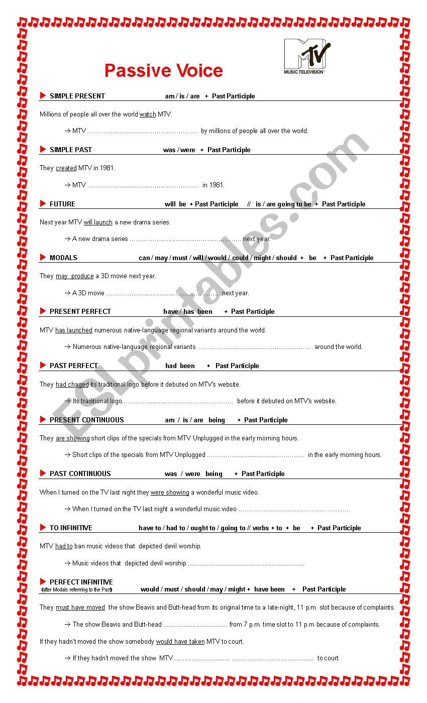 Passive Voice with MTV worksheet