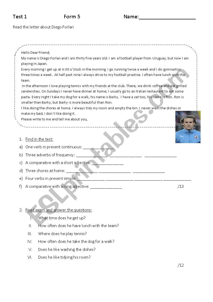 test 5th fgrade worksheet