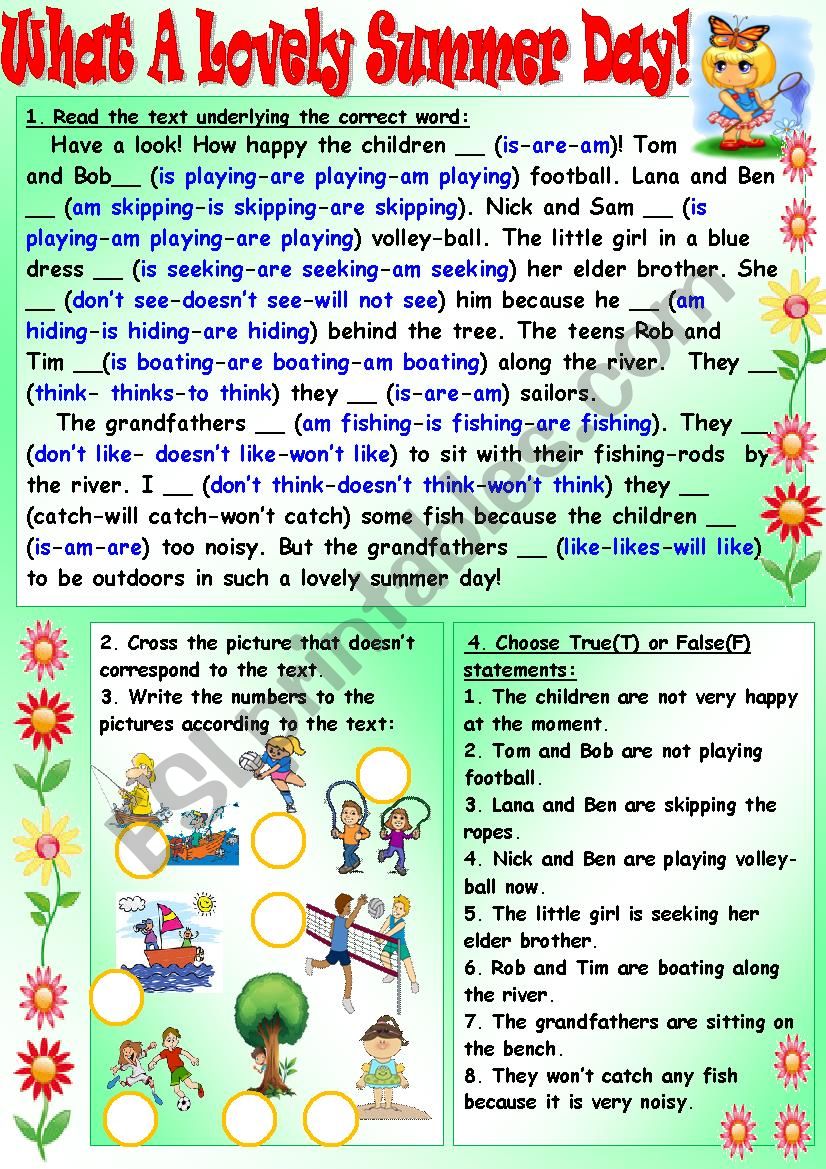 What A Lovely Summer Day! worksheet