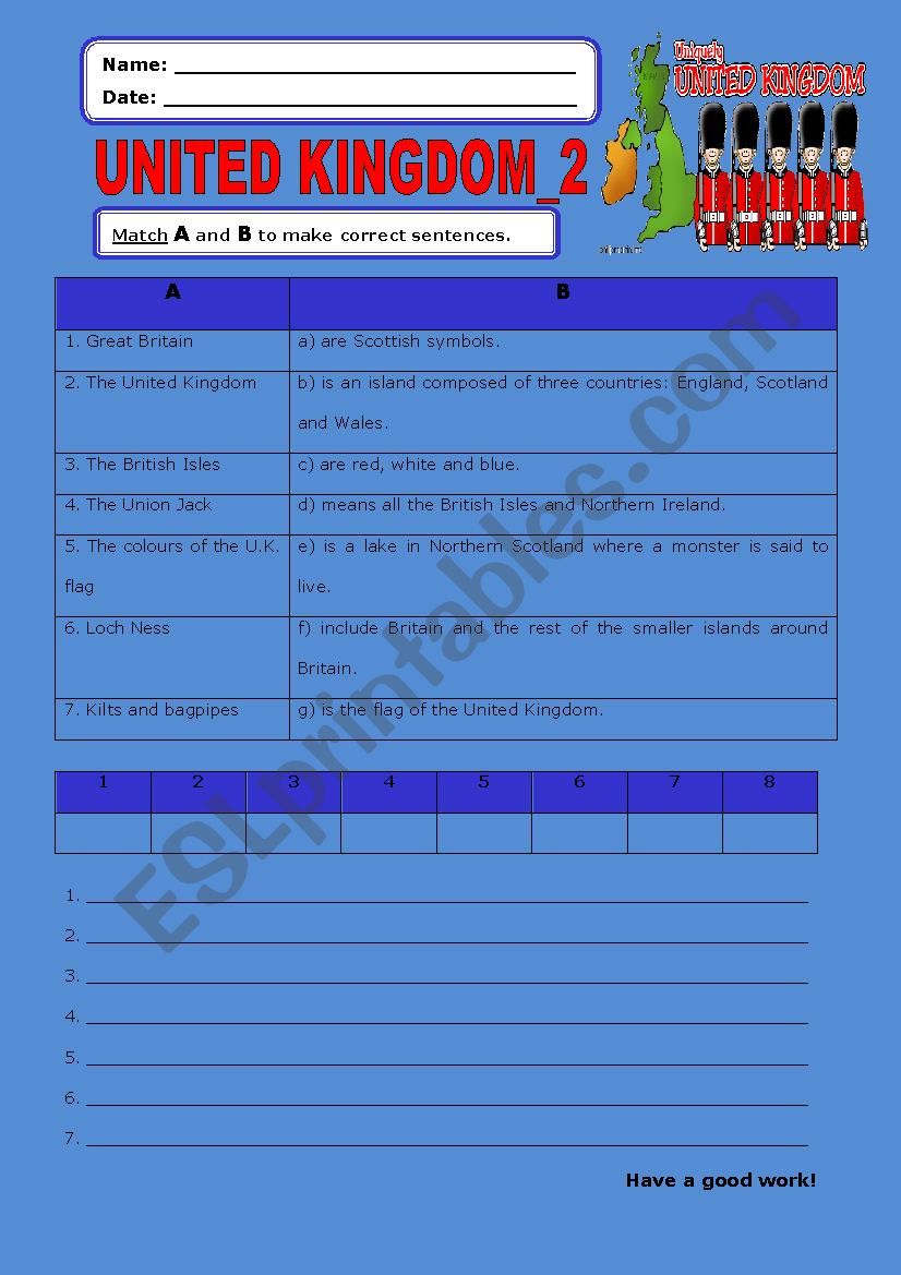 United Kingdom:2 worksheet