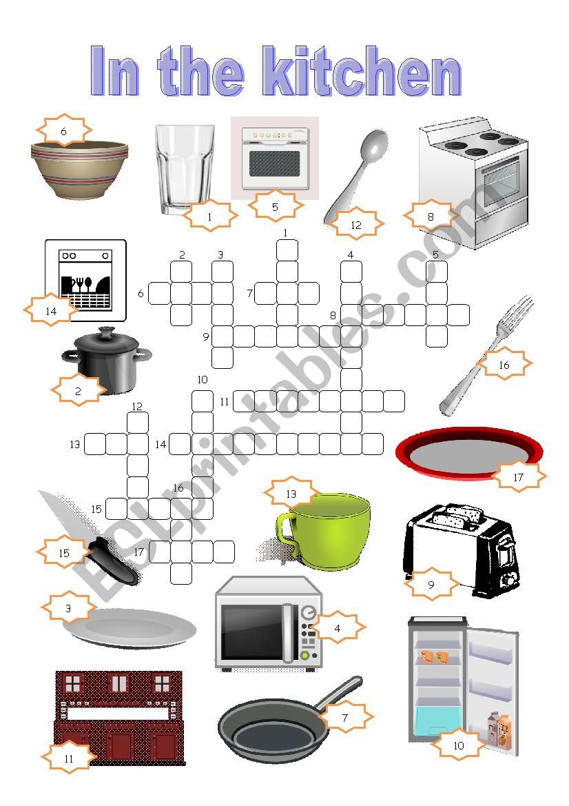 What can you find in the kitchen? (answer key included)